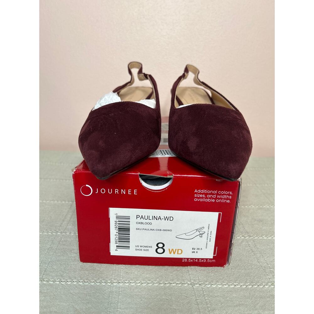 Journee Collection Paulina Women's Oxblood Patent Slingback Kitten Heel Sz 8 WD - Picture 9 of 16